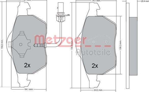 Metzger 1170020 - Kit de plaquettes de frein, frein à disque cwaw.fr