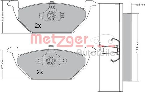 Metzger 1170027 - Kit de plaquettes de frein, frein à disque cwaw.fr