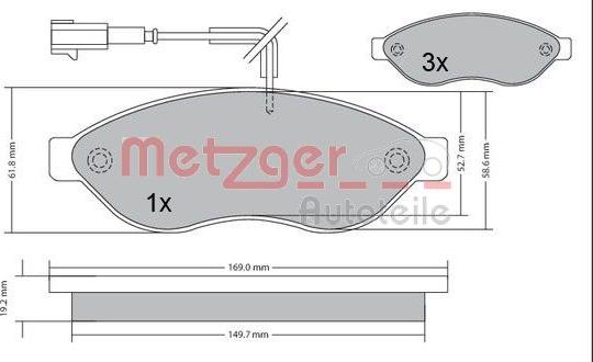 Metzger 1170073 - Kit de plaquettes de frein, frein à disque cwaw.fr