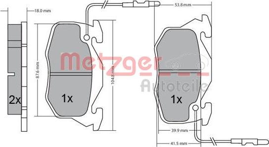 Metzger 1170195 - Kit de plaquettes de frein, frein à disque cwaw.fr