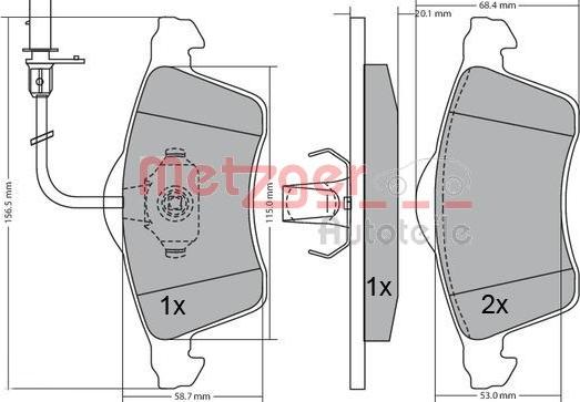 Metzger 1170196 - Kit de plaquettes de frein, frein à disque cwaw.fr