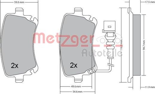 Metzger 1170190 - Kit de plaquettes de frein, frein à disque cwaw.fr