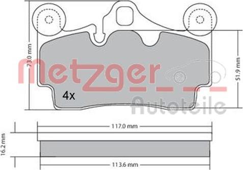 Metzger 1170191 - Kit de plaquettes de frein, frein à disque cwaw.fr