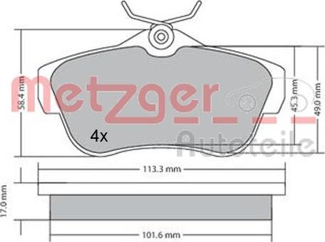 Metzger 1170192 - Kit de plaquettes de frein, frein à disque cwaw.fr