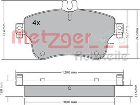 Metzger 1170149 - Kit de plaquettes de frein, frein à disque cwaw.fr