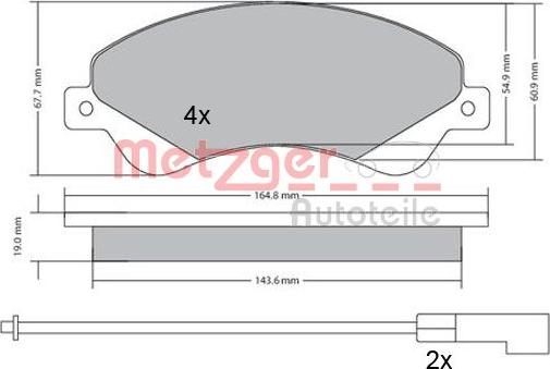 Metzger 1170146 - Kit de plaquettes de frein, frein à disque cwaw.fr