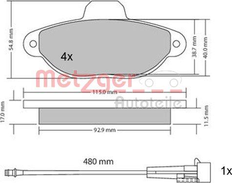 Metzger 1170140 - Kit de plaquettes de frein, frein à disque cwaw.fr