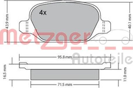 Metzger 1170141 - Kit de plaquettes de frein, frein à disque cwaw.fr