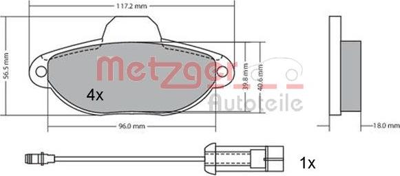 Metzger 1170147 - Kit de plaquettes de frein, frein à disque cwaw.fr