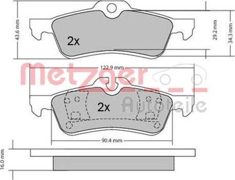 Metzger 1170154 - Kit de plaquettes de frein, frein à disque cwaw.fr