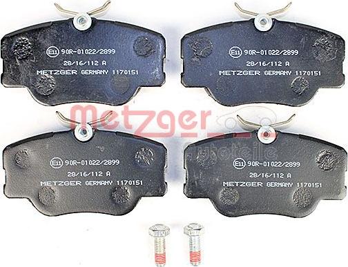 Metzger 1170151 - Kit de plaquettes de frein, frein à disque cwaw.fr