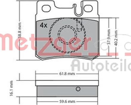 Metzger 1170158 - Kit de plaquettes de frein, frein à disque cwaw.fr