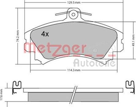 Metzger 1170166 - Kit de plaquettes de frein, frein à disque cwaw.fr