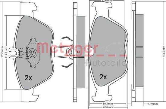 Metzger 1170162 - Kit de plaquettes de frein, frein à disque cwaw.fr