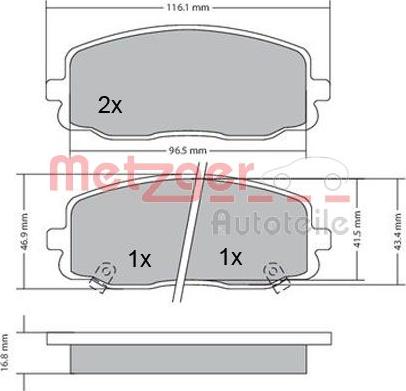 Metzger 1170108 - Kit de plaquettes de frein, frein à disque cwaw.fr