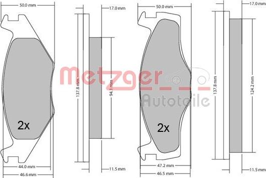 Metzger 1170103 - Kit de plaquettes de frein, frein à disque cwaw.fr