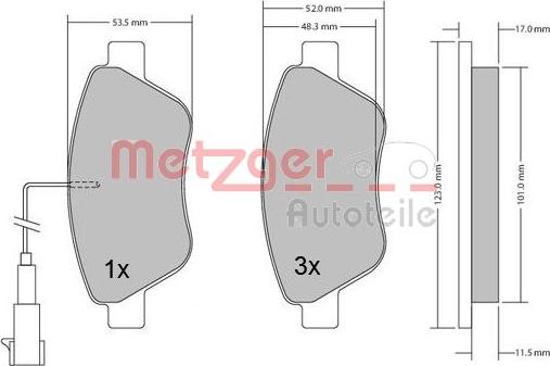 Metzger 1170102 - Kit de plaquettes de frein, frein à disque cwaw.fr