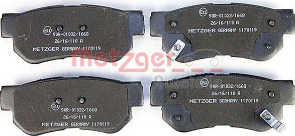 Metzger 1170119 - Kit de plaquettes de frein, frein à disque cwaw.fr