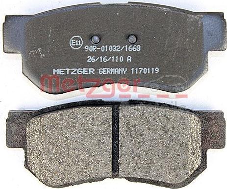 Metzger 1170119 - Kit de plaquettes de frein, frein à disque cwaw.fr