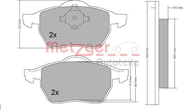 Metzger 1170114 - Kit de plaquettes de frein, frein à disque cwaw.fr