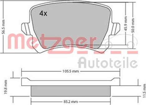 Metzger 1170116 - Kit de plaquettes de frein, frein à disque cwaw.fr