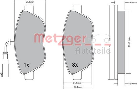 Metzger 1170185 - Kit de plaquettes de frein, frein à disque cwaw.fr