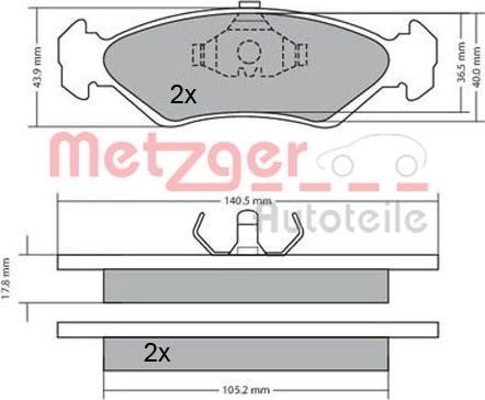 Metzger 1170181 - Kit de plaquettes de frein, frein à disque cwaw.fr