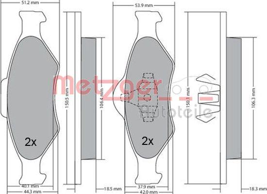 Metzger 1170188 - Kit de plaquettes de frein, frein à disque cwaw.fr