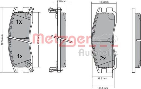 Metzger 1170187 - Kit de plaquettes de frein, frein à disque cwaw.fr