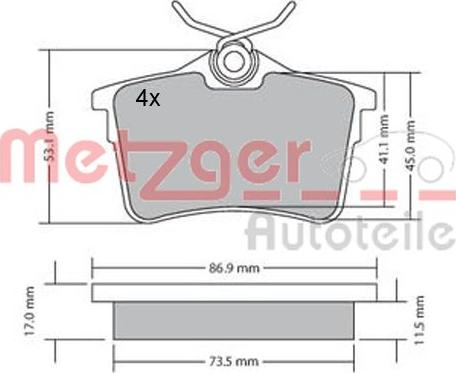 Metzger 1170139 - Kit de plaquettes de frein, frein à disque cwaw.fr