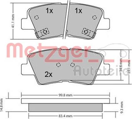 Metzger 1170134 - Kit de plaquettes de frein, frein à disque cwaw.fr