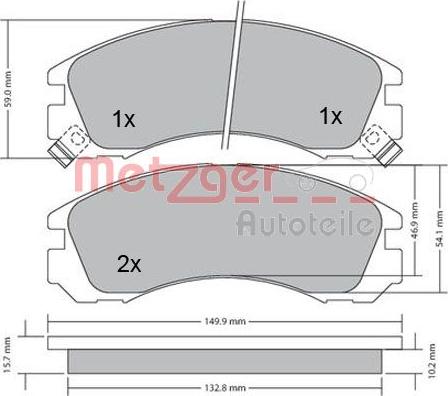 Metzger 1170135 - Kit de plaquettes de frein, frein à disque cwaw.fr