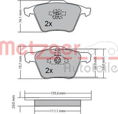 Metzger 1170130 - Kit de plaquettes de frein, frein à disque cwaw.fr