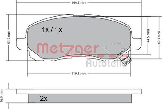 Metzger 1170133 - Kit de plaquettes de frein, frein à disque cwaw.fr