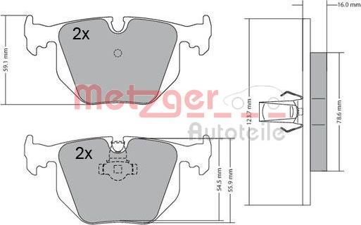 Metzger 1170121 - Kit de plaquettes de frein, frein à disque cwaw.fr