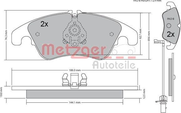 Metzger 1170127 - Kit de plaquettes de frein, frein à disque cwaw.fr