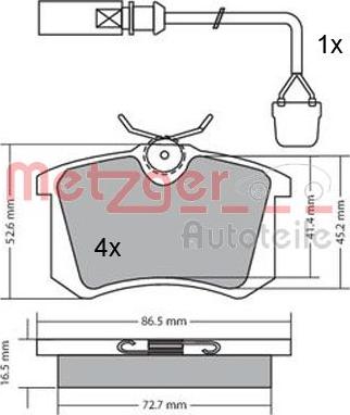 Metzger 1170174 - Kit de plaquettes de frein, frein à disque cwaw.fr