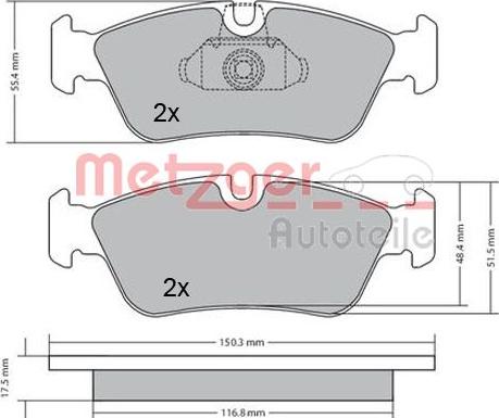 Metzger 1170177 - Kit de plaquettes de frein, frein à disque cwaw.fr