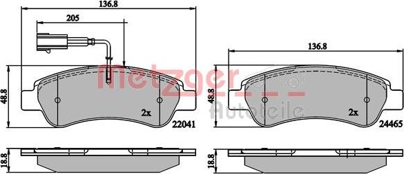 Metzger 1170899 - Kit de plaquettes de frein, frein à disque cwaw.fr