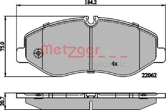 Metzger 1170895 - Kit de plaquettes de frein, frein à disque cwaw.fr