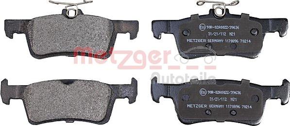 Metzger 1170896 - Kit de plaquettes de frein, frein à disque cwaw.fr