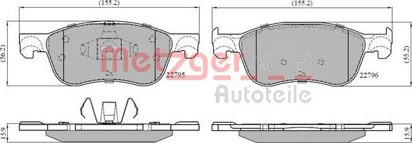 Metzger 1170891 - Kit de plaquettes de frein, frein à disque cwaw.fr