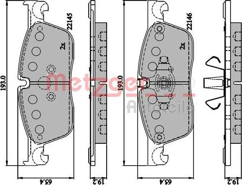 Metzger 1170893 - Kit de plaquettes de frein, frein à disque cwaw.fr