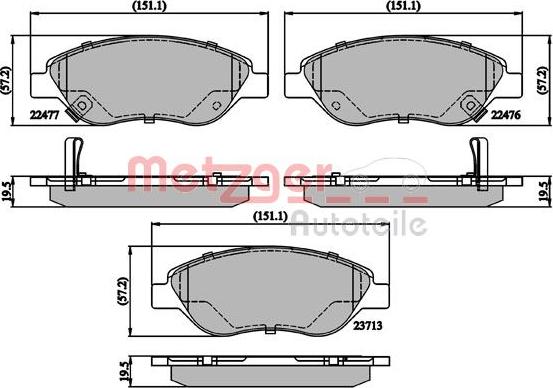 Metzger 1170897 - Kit de plaquettes de frein, frein à disque cwaw.fr