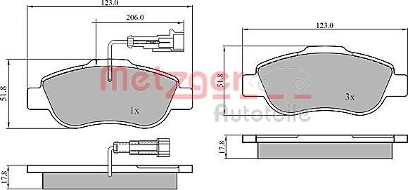 Metzger 1170849 - Kit de plaquettes de frein, frein à disque cwaw.fr