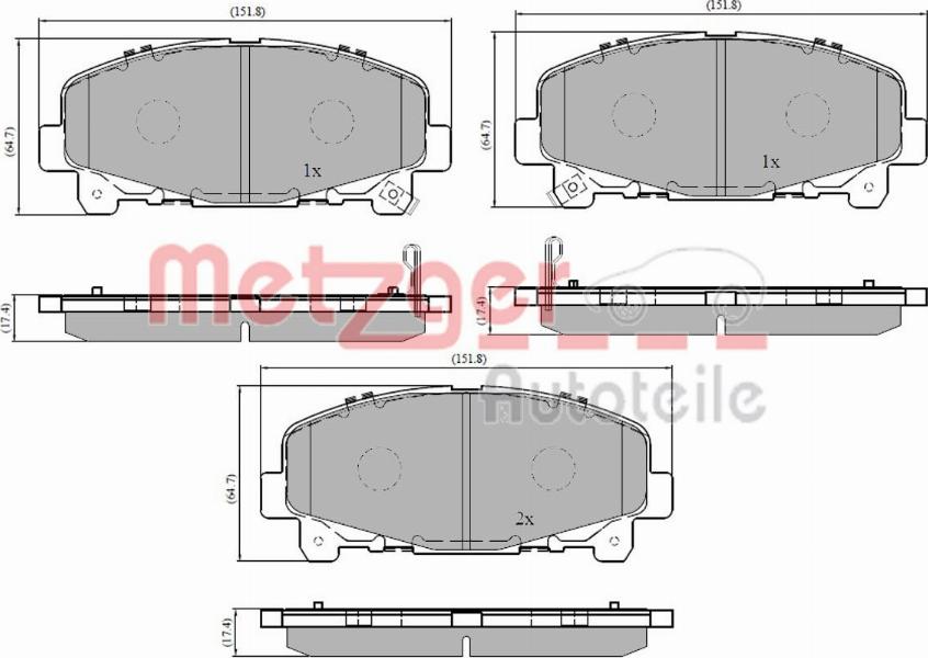 Metzger 1170840 - Kit de plaquettes de frein, frein à disque cwaw.fr