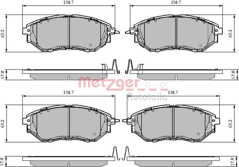 Metzger 1170841 - Kit de plaquettes de frein, frein à disque cwaw.fr