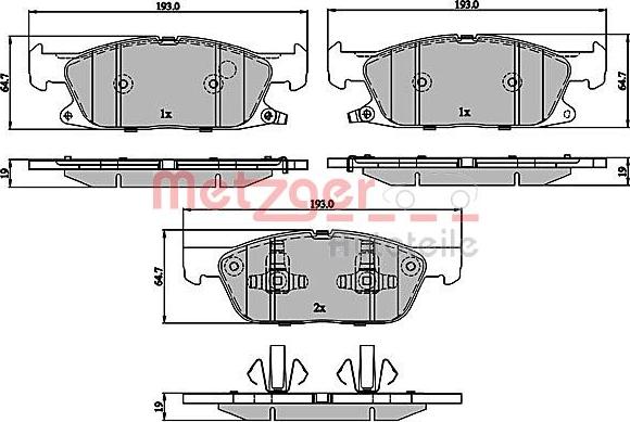 Metzger 1170848 - Kit de plaquettes de frein, frein à disque cwaw.fr