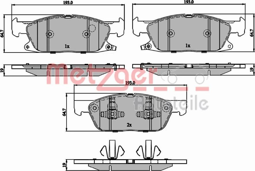 Metzger 1170848 - Kit de plaquettes de frein, frein à disque cwaw.fr