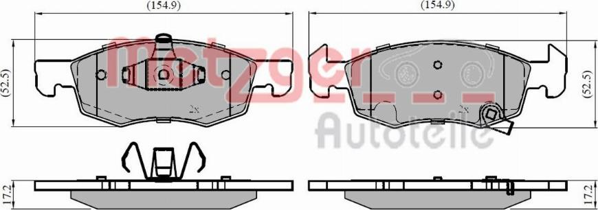 Metzger 1170859 - Kit de plaquettes de frein, frein à disque cwaw.fr